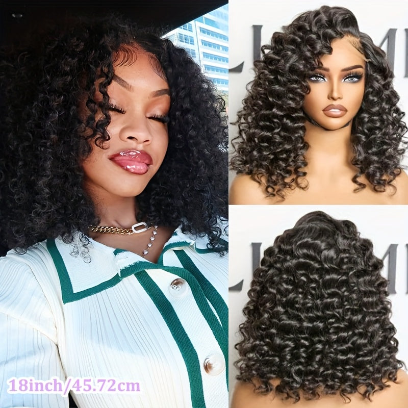 40" Glueless Deep Curly Wig for Women - 250% Density Virgin Brazilian Human Hair, Pre-Plucked with 13x4 Lace Closure, Seamless Fit, Natural Look, Loose Deep Waves, High-Quality for Everyday Style